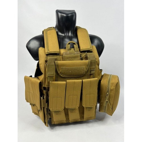 Тактический разгрузочный жилет «5 / пять карманов» с подсумками Tactical Molle Plate Carrier для съемных бронепластин в Барнауле